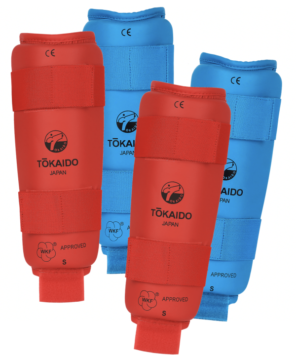 Protections Kumite - Protège-tibias rouges ou bleus